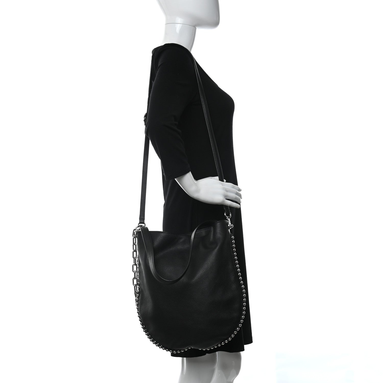 Alexander Wang Pebbled Calfskin Studded Roxy Hobo Black 3 of 8