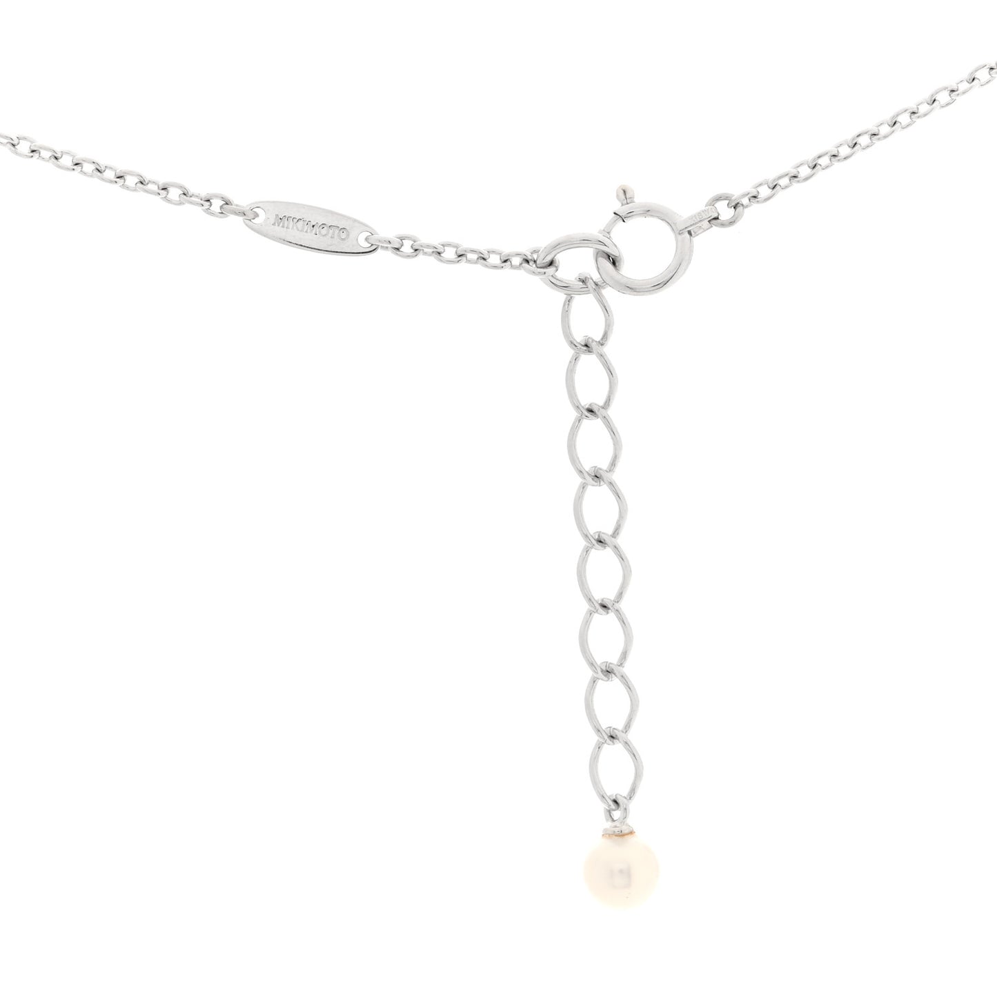 18K White Gold Diamond Akoya Cultured Pearl 4.5-5mm Teardrop Necklace