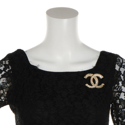 Chanel Crystal Large CC Brooch Gold 2 of 4
