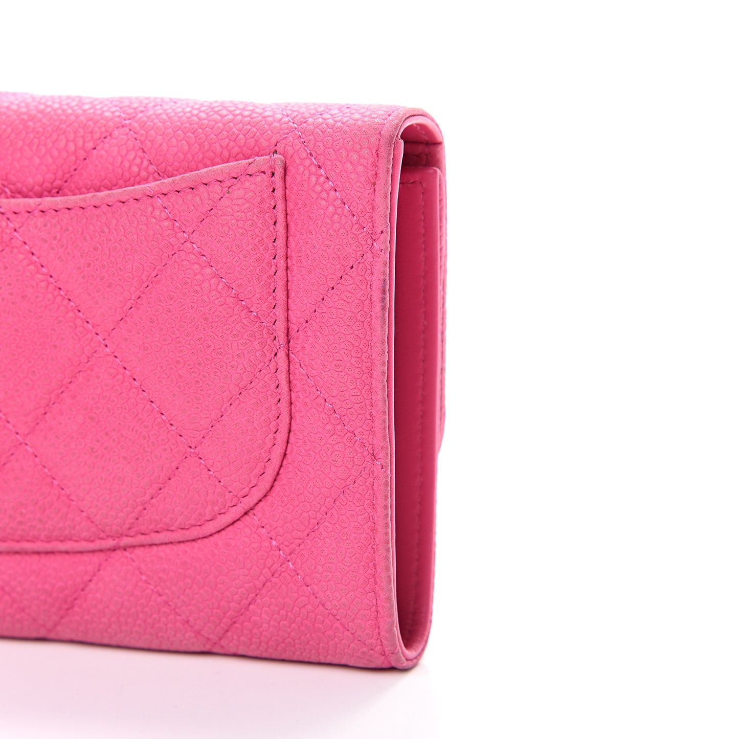 Iridescent Caviar Quilted Large Flap Wallet Pink
