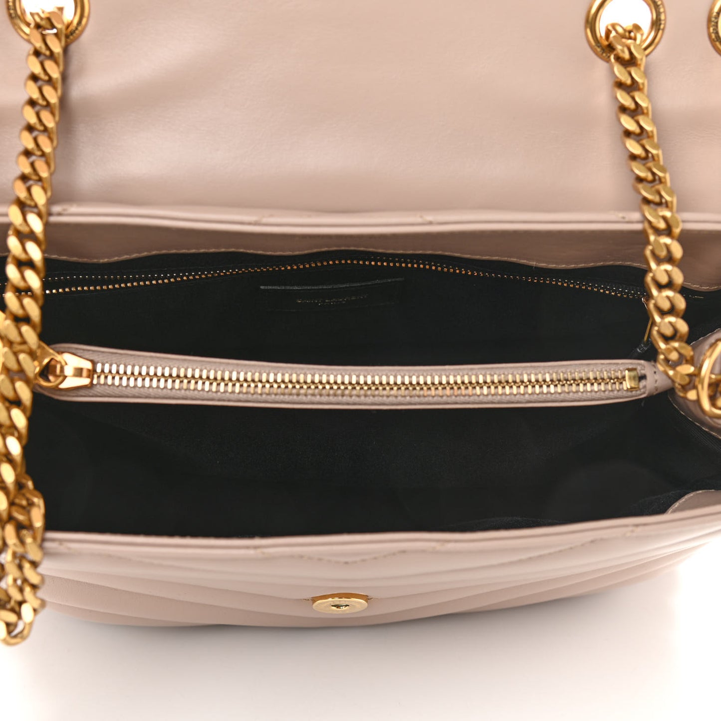 Calfskin Y Quilted Monogram Medium Loulou Chain Satchel Light Natural