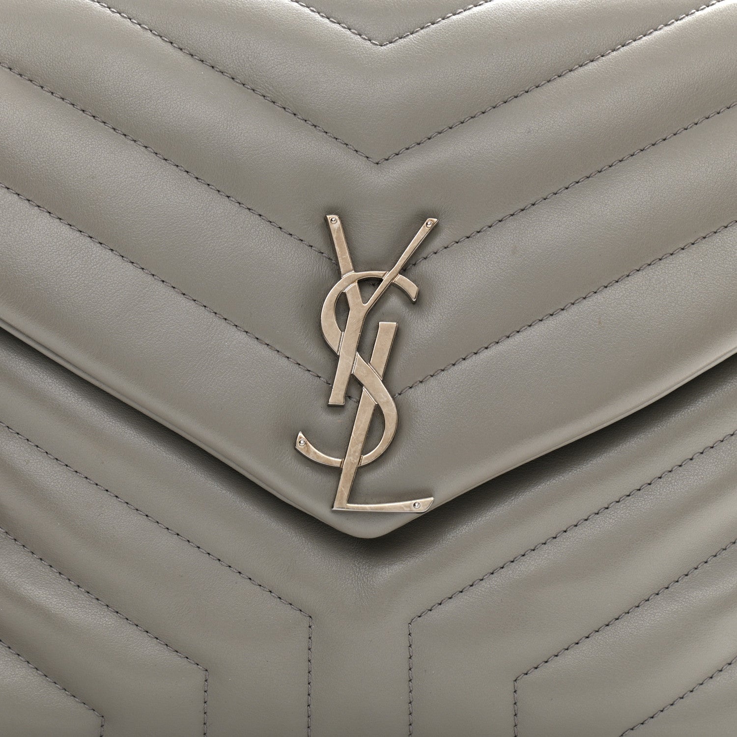 Saint Laurent Calfskin Y Quilted Monogram Medium Loulou Chain Satchel Granite 7 of 9