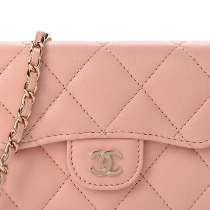 Chanel Lambskin Quilted Flap Card Holder On Chain Light Pink 11 of 12