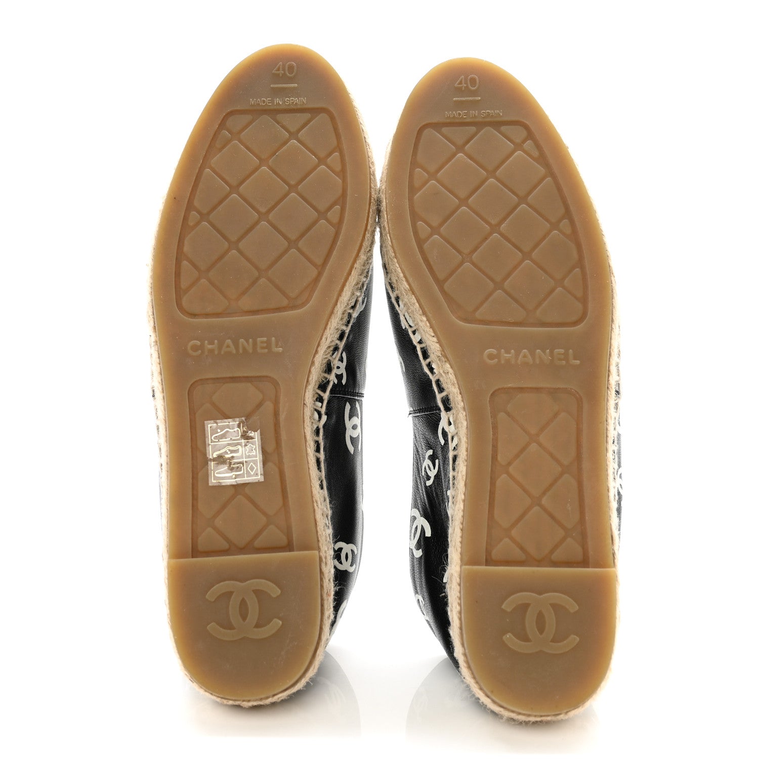 Chanel Lambskin Printed CC Espadrilles 40 Black White 5 of 10