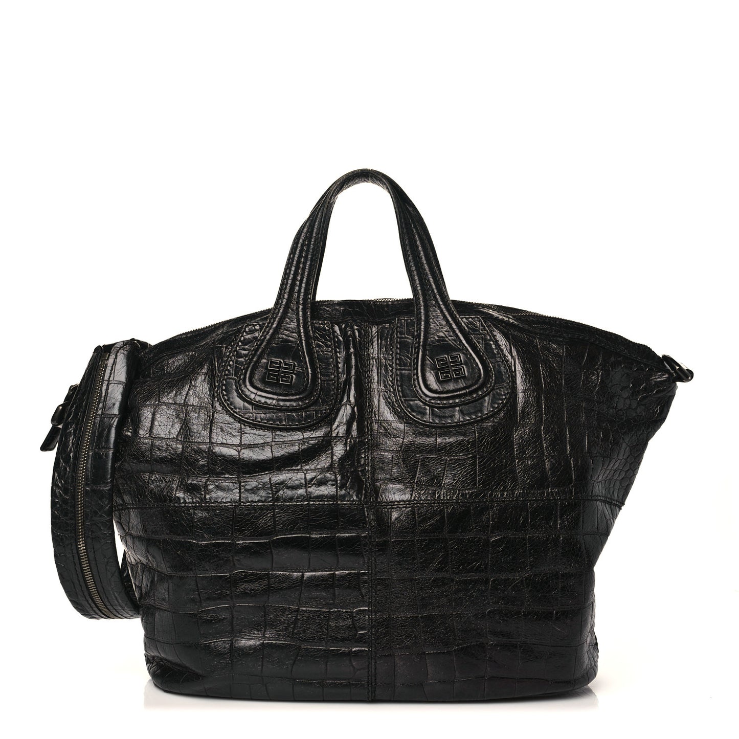 Calfskin Crocodile Embossed Medium Nightingale Black