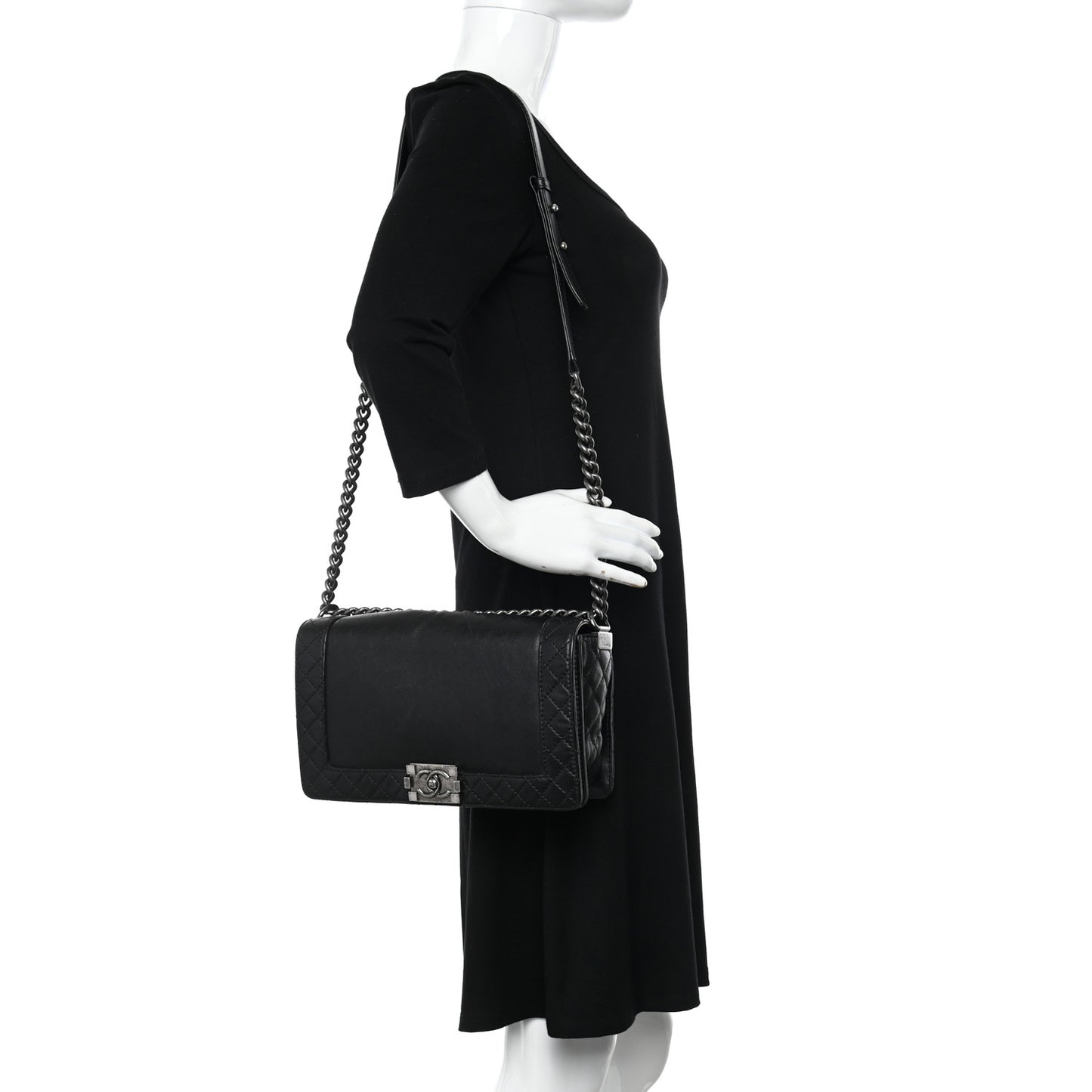 Calfskin New Medium Boy Reverso Flap Black