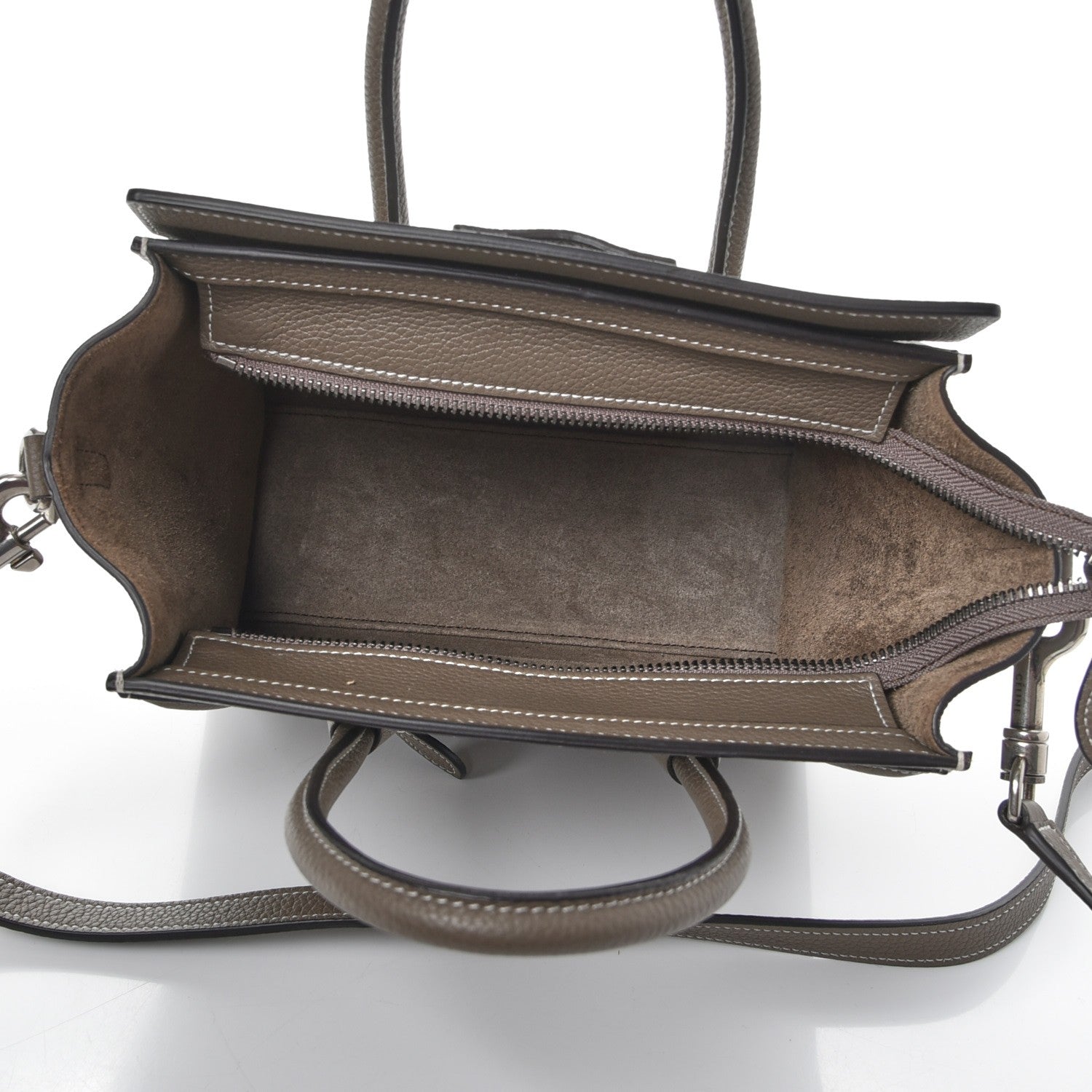Celine Drummed Calfskin Nano Luggage Souris 6 of 8