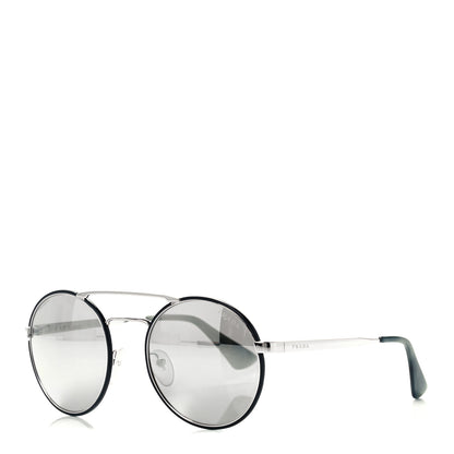 Prada Round Sunglasses SPR 51S Black Silver 1 of 8