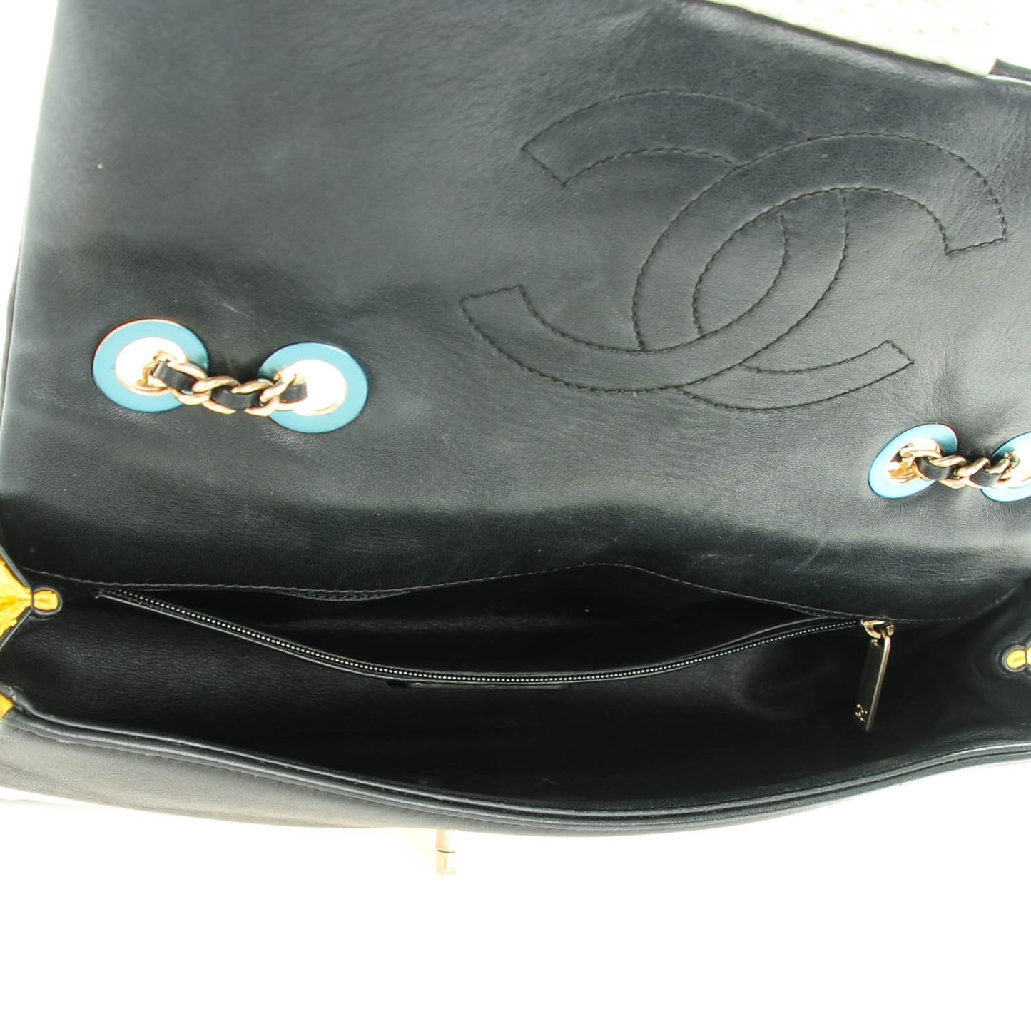 Python Tri-Color Medium Graphic Flap Beige