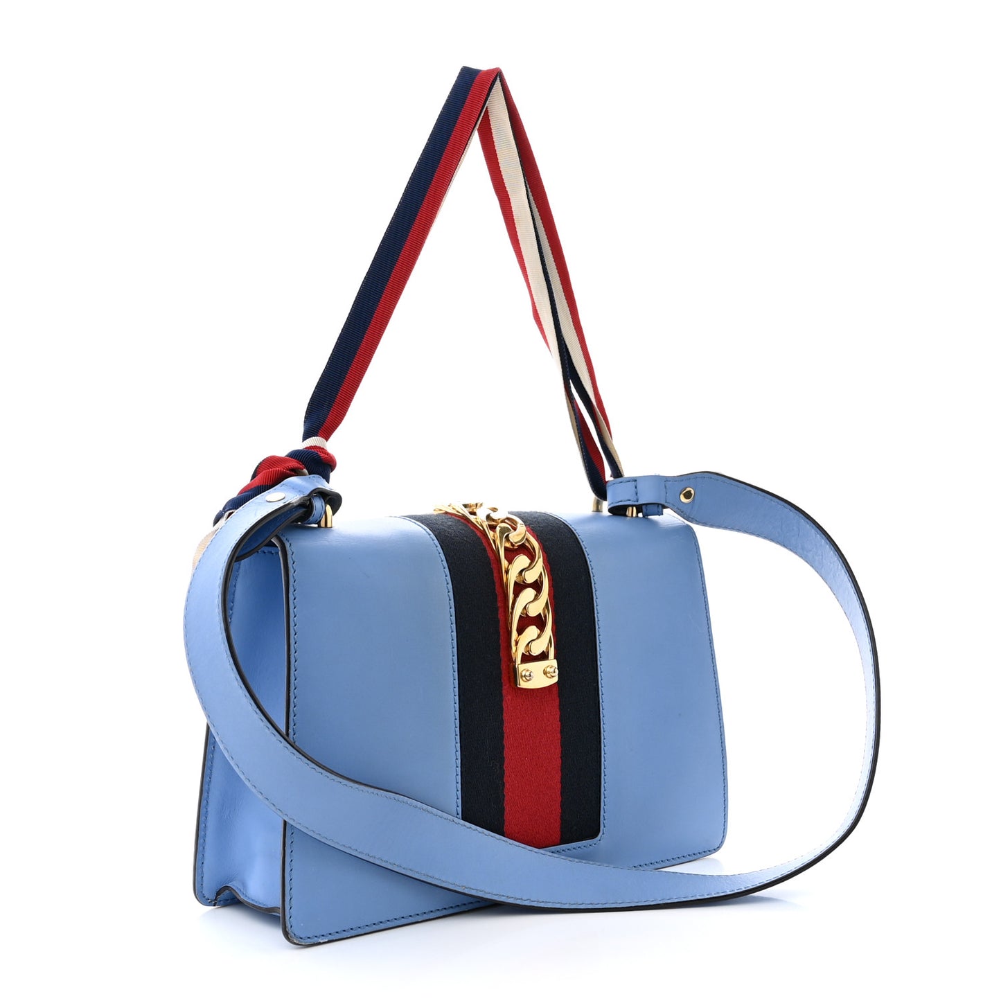Calfskin Small Sylvie Shoulder Bag Clear Sky Blue