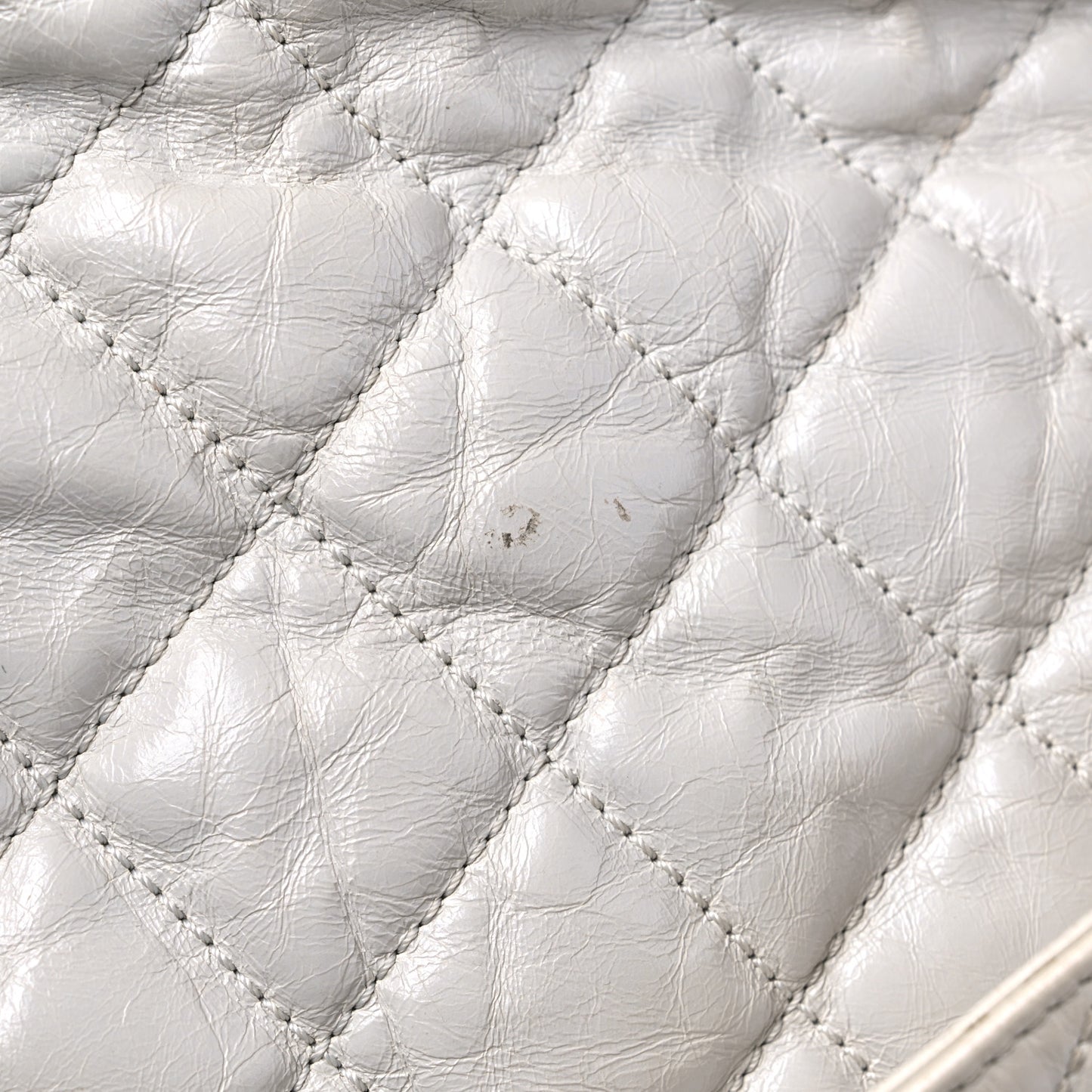 Glazed Calfskin Quilted Large Chain Me Hobo Dark White