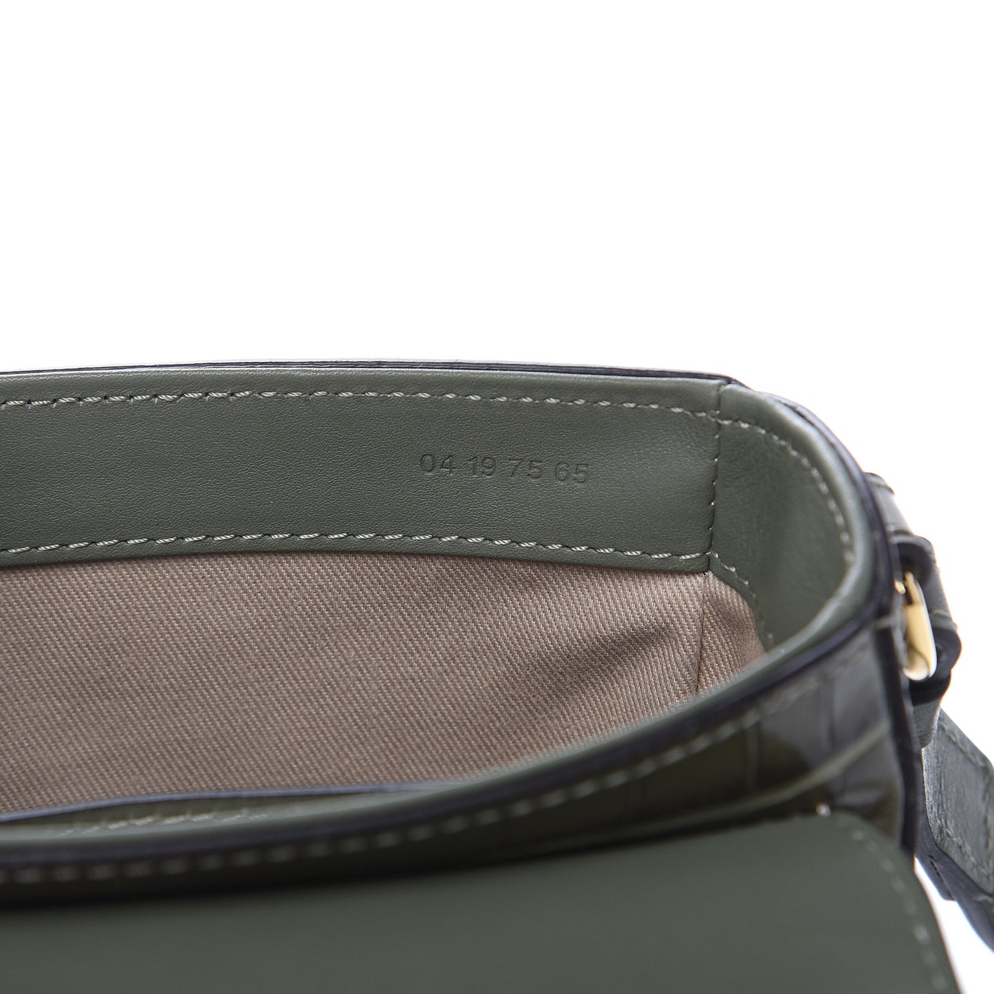 Calfskin Crocodile Embossed Mini C Double Carry Misty Forest