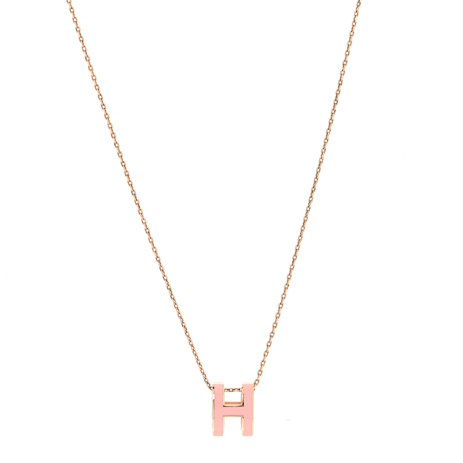 Hermes Lacquered Rose Gold Pop H Pendant Necklace Rose Dragee 1 of 6