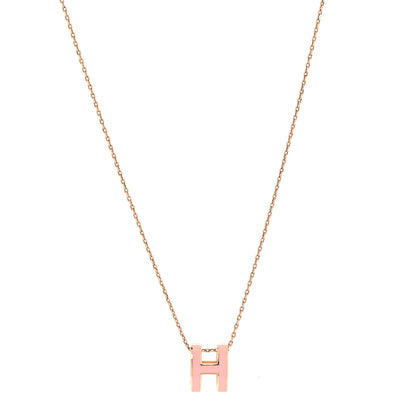 Hermes Lacquered Rose Gold Pop H Pendant Necklace Rose Dragee 1 of 6