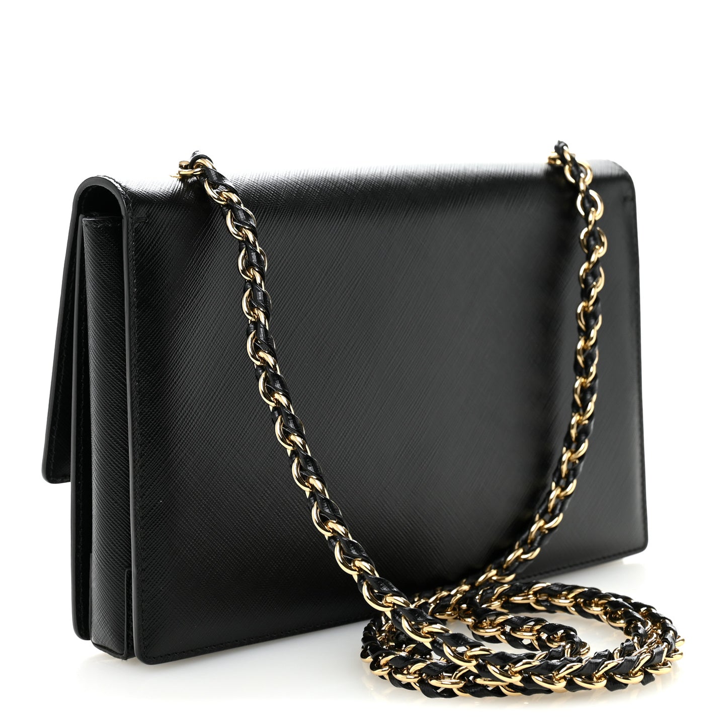 Printed Calfskin Vara Bow Chain Flap Crossbody Black