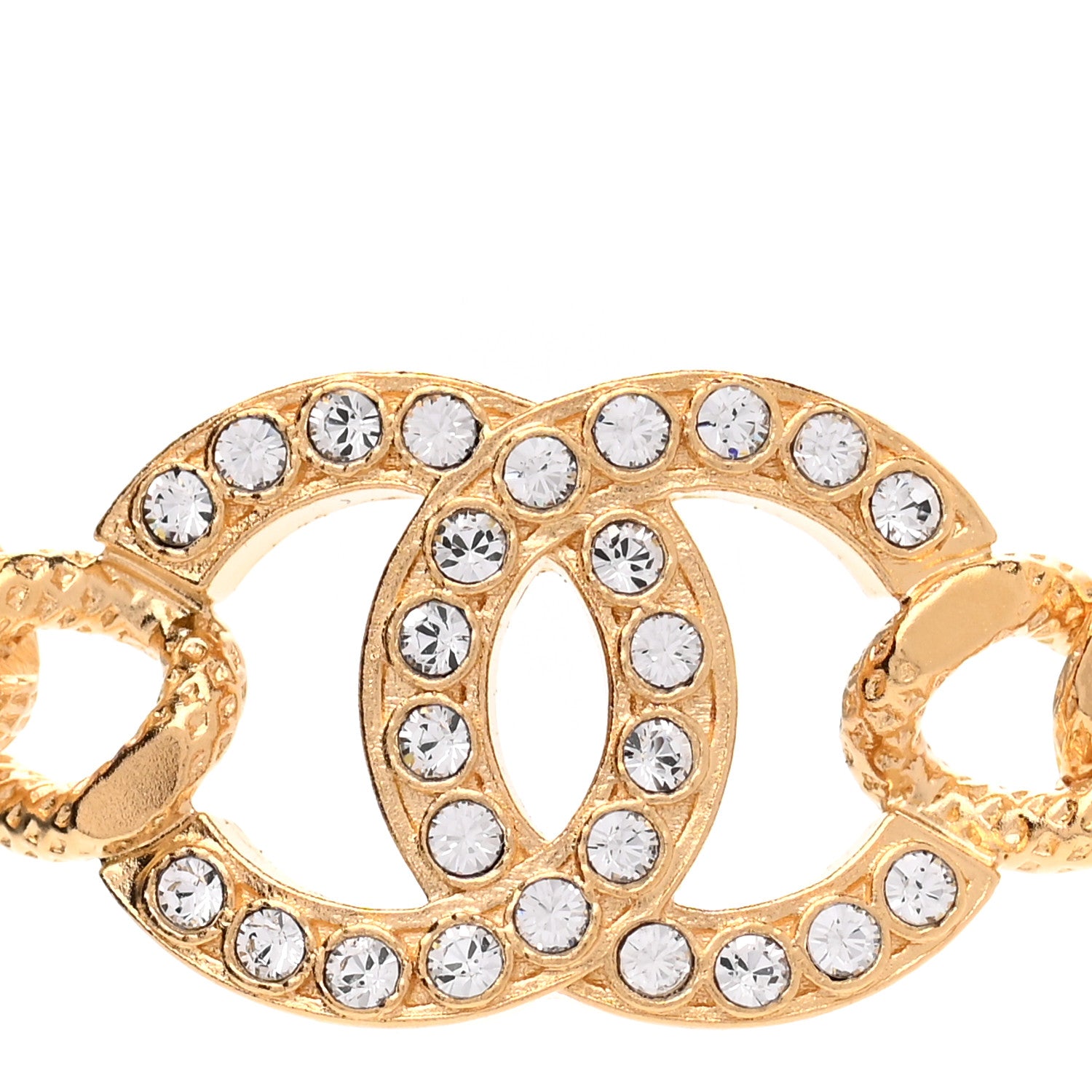 Chanel Crystal Chain Link CC Choker Necklace Gold 4 of 7