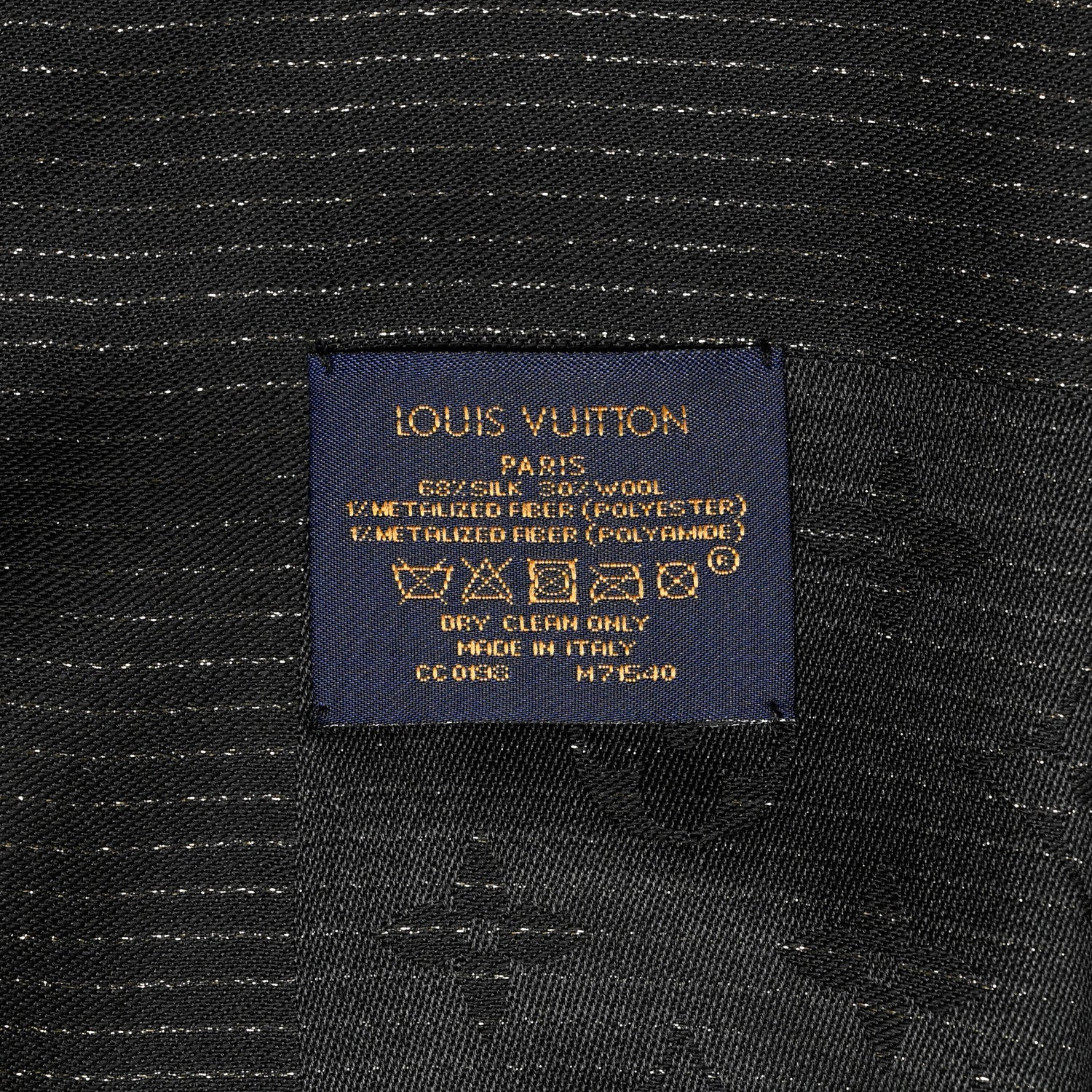 Louis Vuitton Silk Wool Monogram Shine Shawl Black 3 of 3
