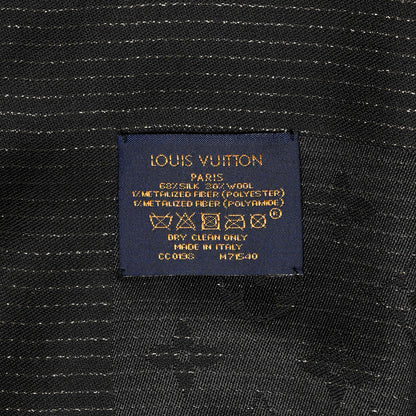 Louis Vuitton Silk Wool Monogram Shine Shawl Black 3 of 3