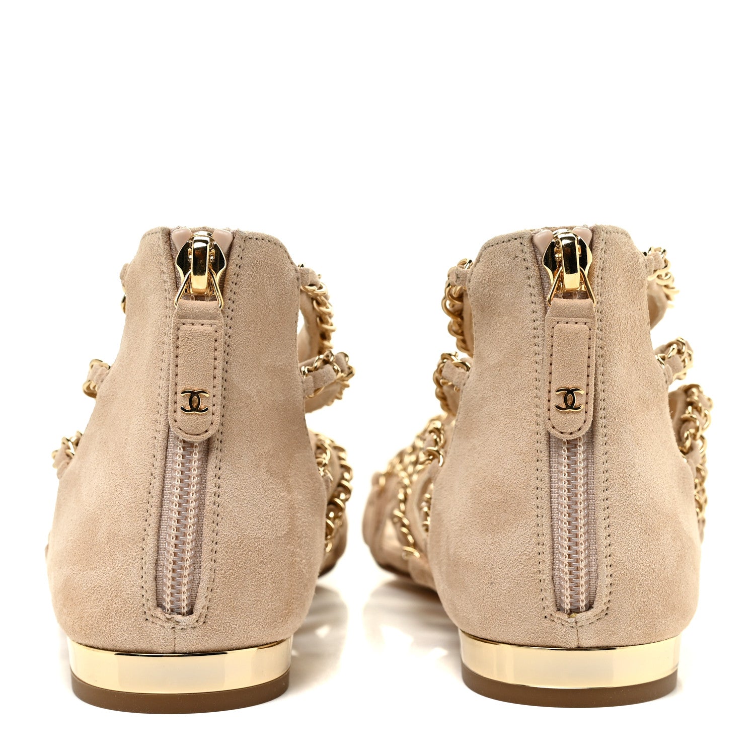 Chanel Kid Suede CC Chain Sandals 35 Beige 4 of 9