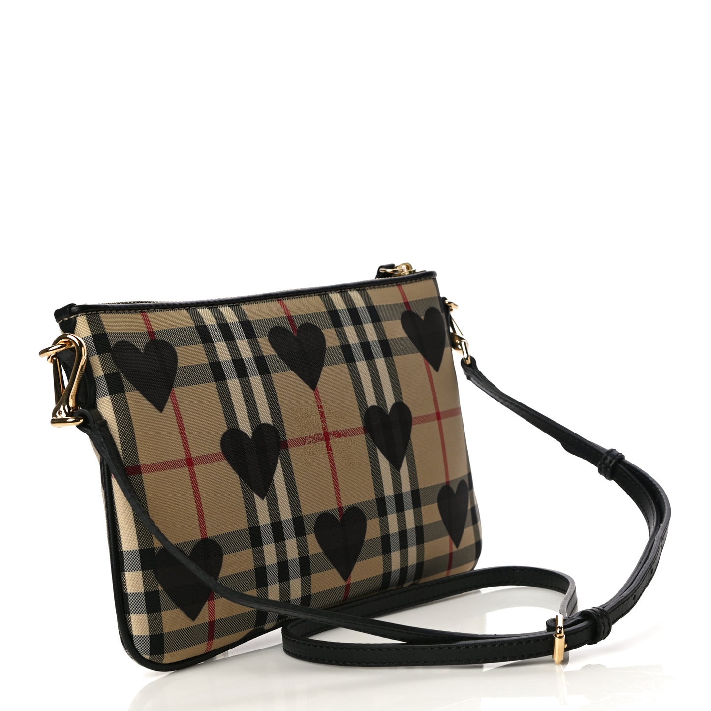 Horseferry Check Heart Print Crossbody Clutch Bag Black