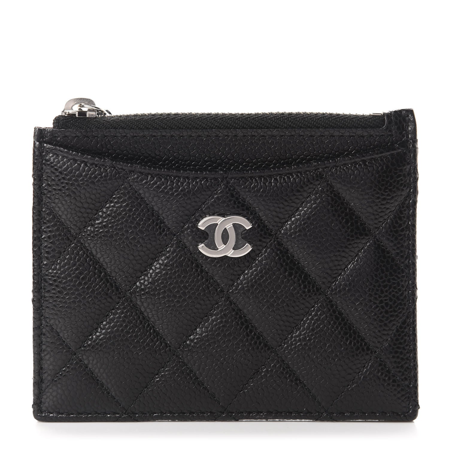 Chanel Caviar Quilted CC Zip Card Holder Black 1 of 8