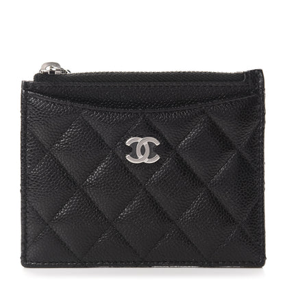 Chanel Caviar Quilted CC Zip Card Holder Black 1 of 8