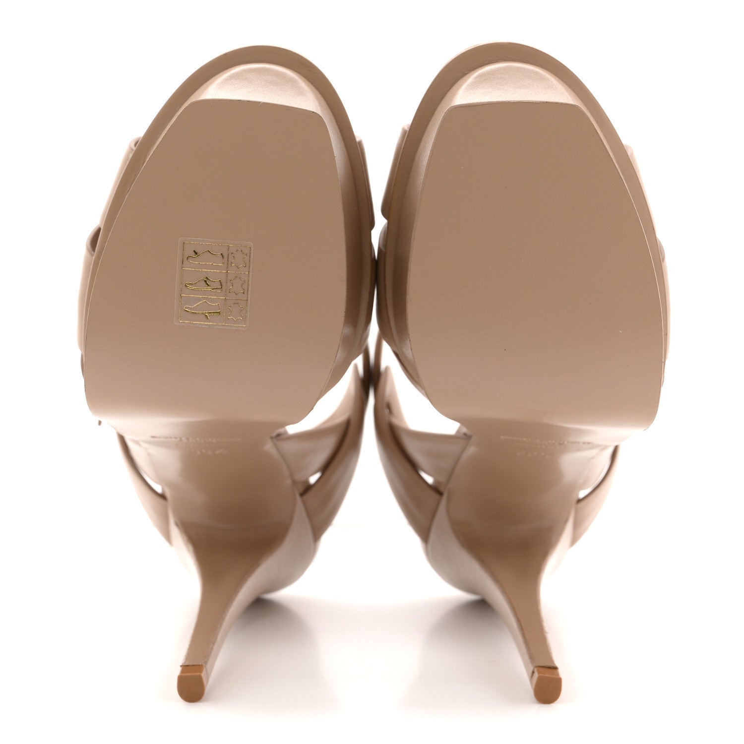 Saint Laurent Calfskin Tribute 105 Platform Sandals 36.5 Dark Beige 6 of 10