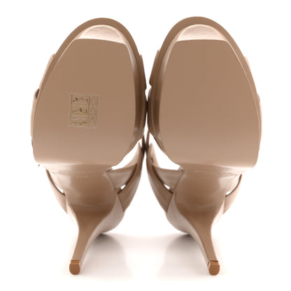 Saint Laurent Calfskin Tribute 105 Platform Sandals 36.5 Dark Beige 6 of 10