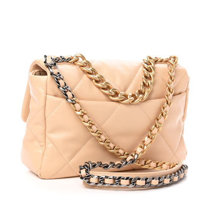 Chanel Shiny Goatskin Quilted Large Chanel 19 Flap Beige 3 of 10