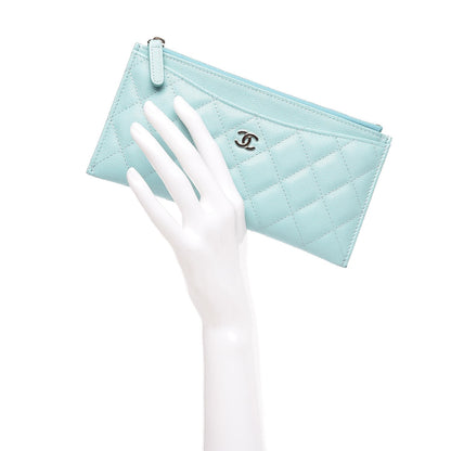 Chanel Caviar Quilted Classic Zip Pouch Light Blue 2 of 8