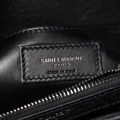 Saint Laurent Sheepskin Matelasse Chevron Monogram Medium Pins College Bag Black 6 of 11