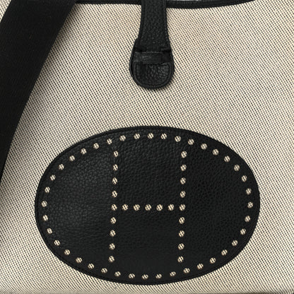 Hermes Toile Taurillon Clemence Evelyne III GM Ecru Black 8 of 11