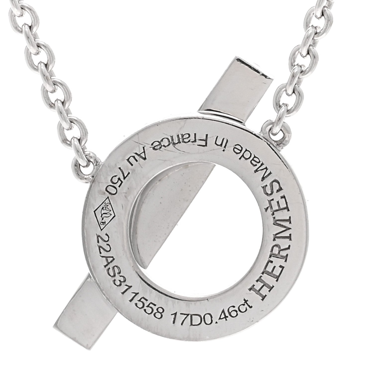 Hermes 18K White Gold Diamond Finesse Pendant Necklace 4 of 5