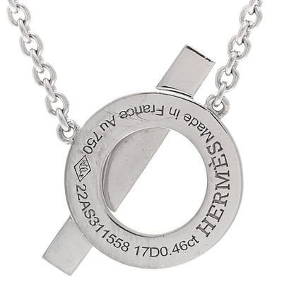 Hermes 18K White Gold Diamond Finesse Pendant Necklace 4 of 5
