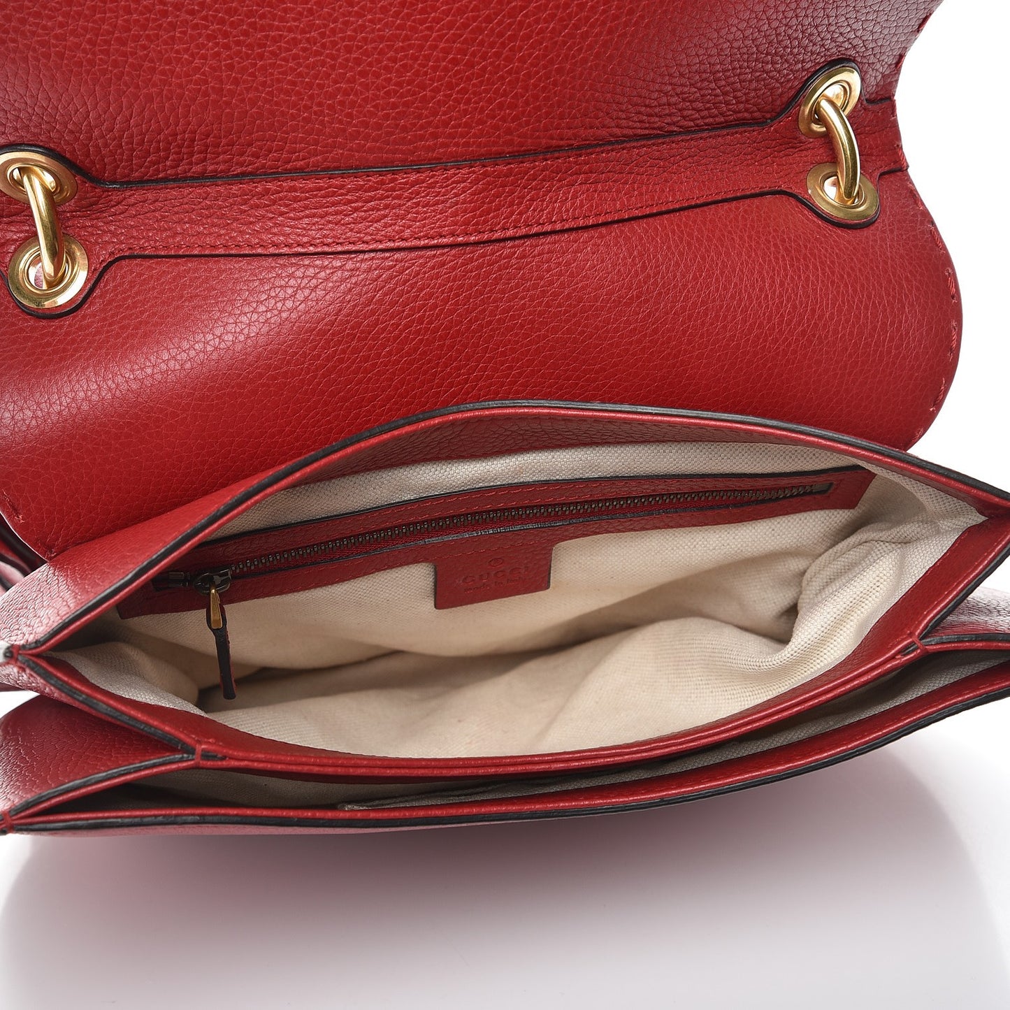 Cellarius Calfskin Feline GG Marmont Flap Shoulder Bag Vulcanic Red