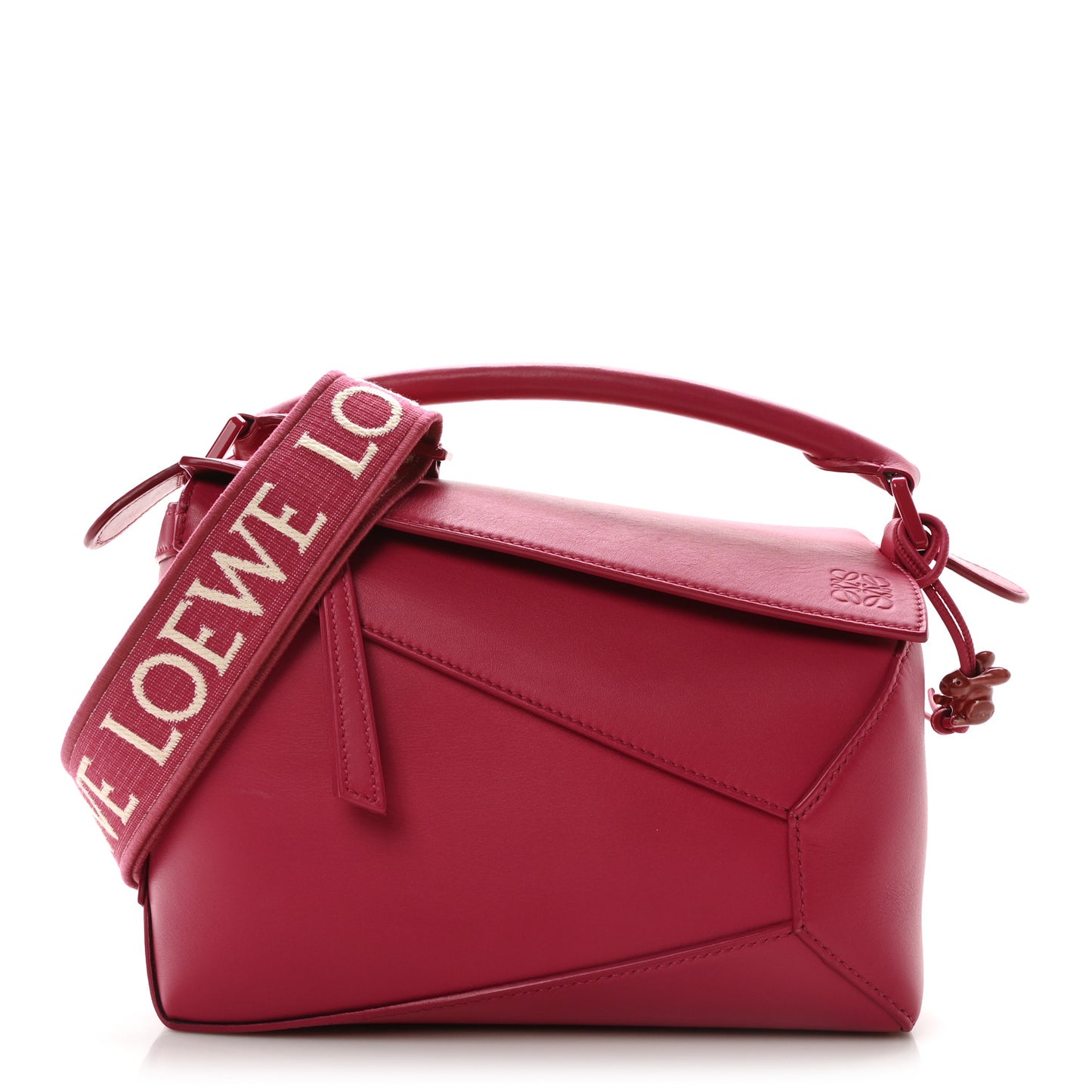 Satin Calfskin Monochrome Small Puzzle Edge Bag Ruby Red Glaze