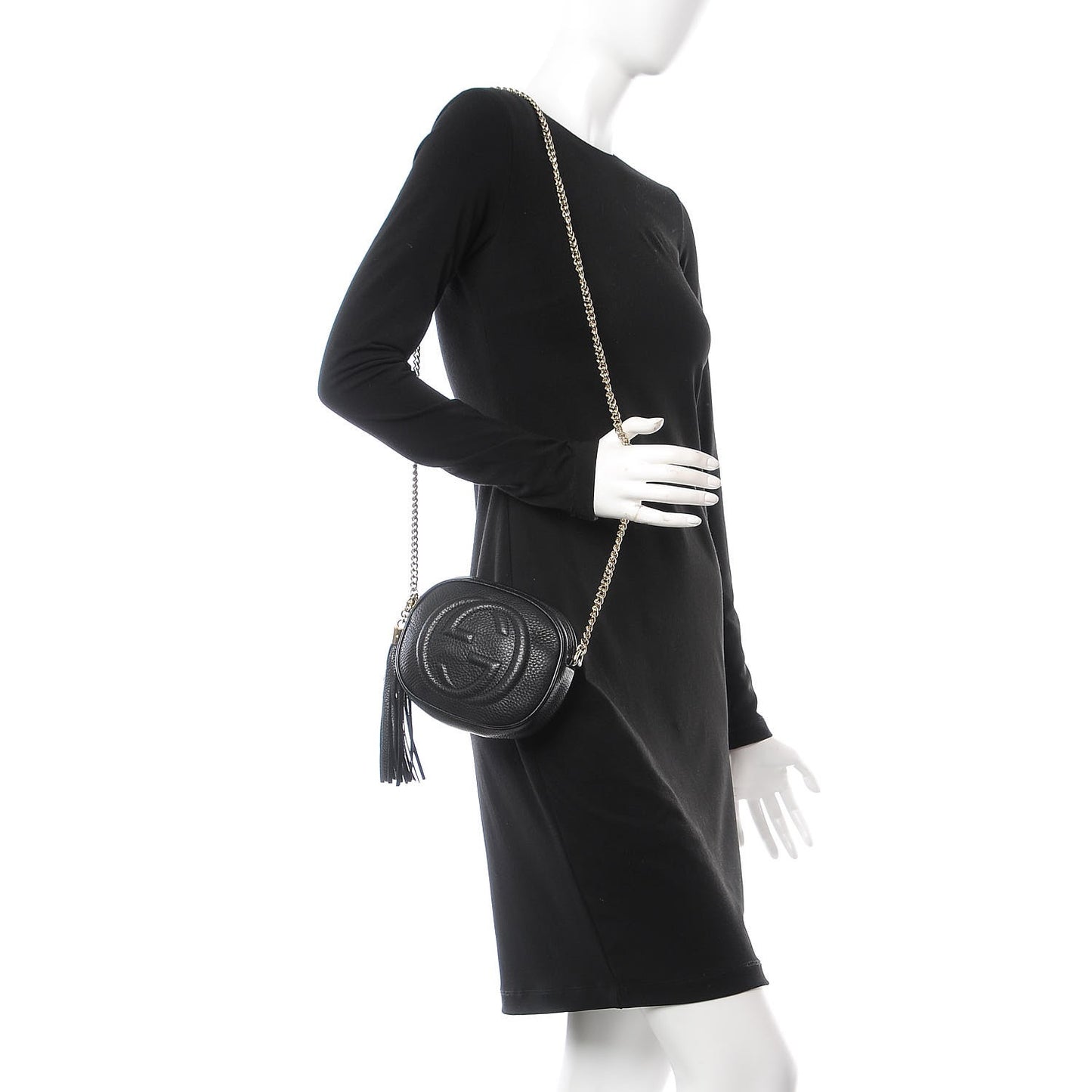 Pebbled Calfskin Mini Soho Chain Bag Black