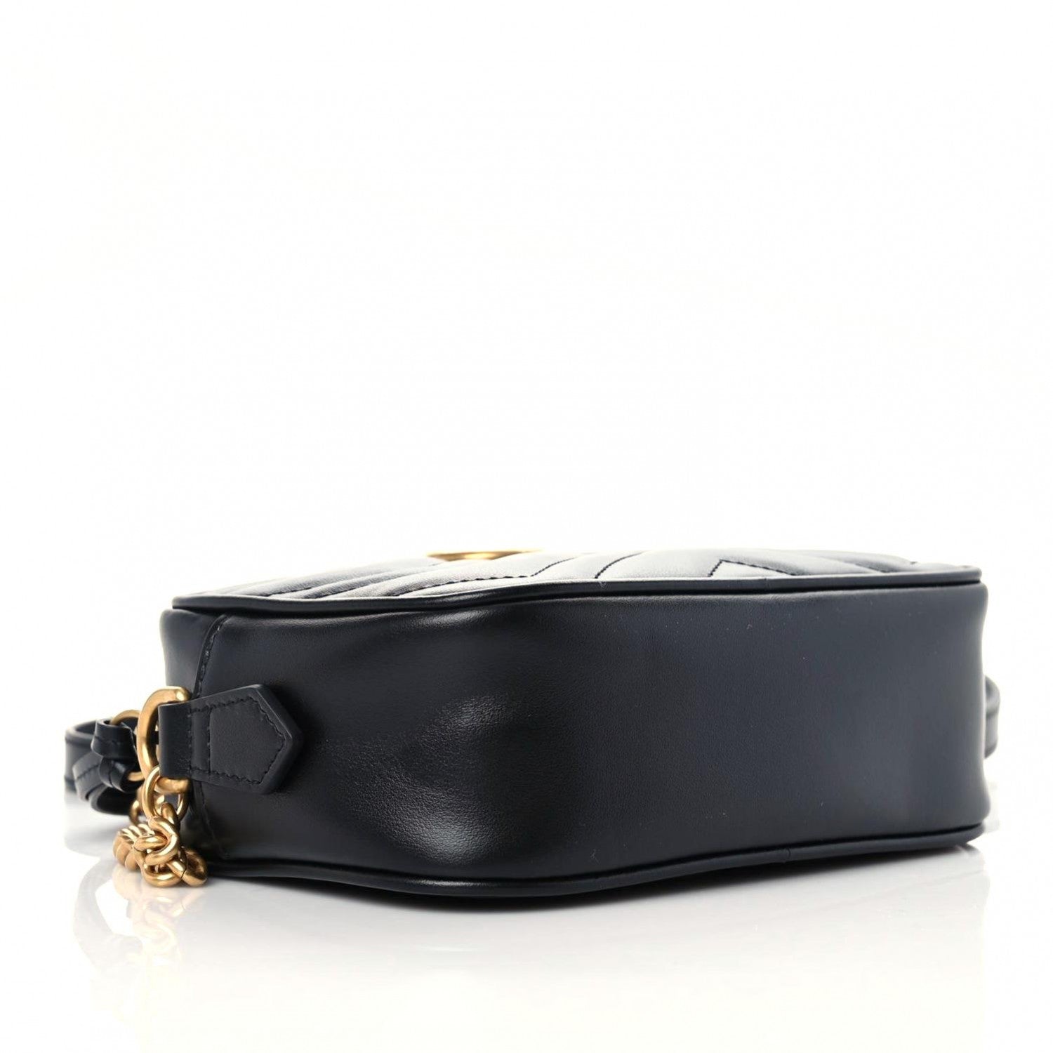 Gucci Calfskin Matelasse Mini GG Marmont Chain Shoulder Bag Black 4 of 10