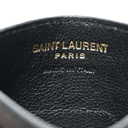 Saint Laurent SAINT LAURENT Grain De Poudre Matelasse Chevron Monogram Credit Card Case Black 6 of 6