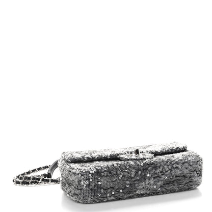 Chanel Sequin Medium Single Flap Silver 4 of 9