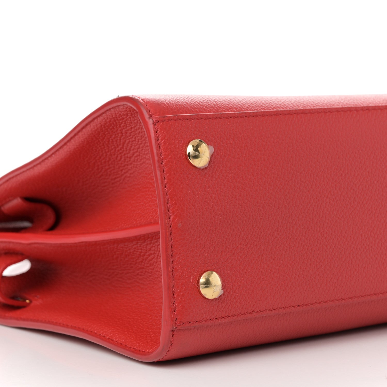 Burberry Grainy Calfskin Small Two Handle Title Bag Red 10 of 11