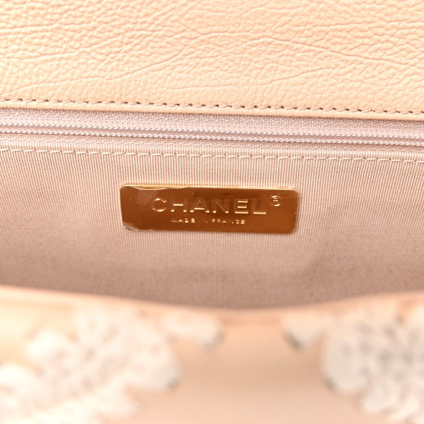 Calfskin Crochet Medium Chanel 19 Flap Beige