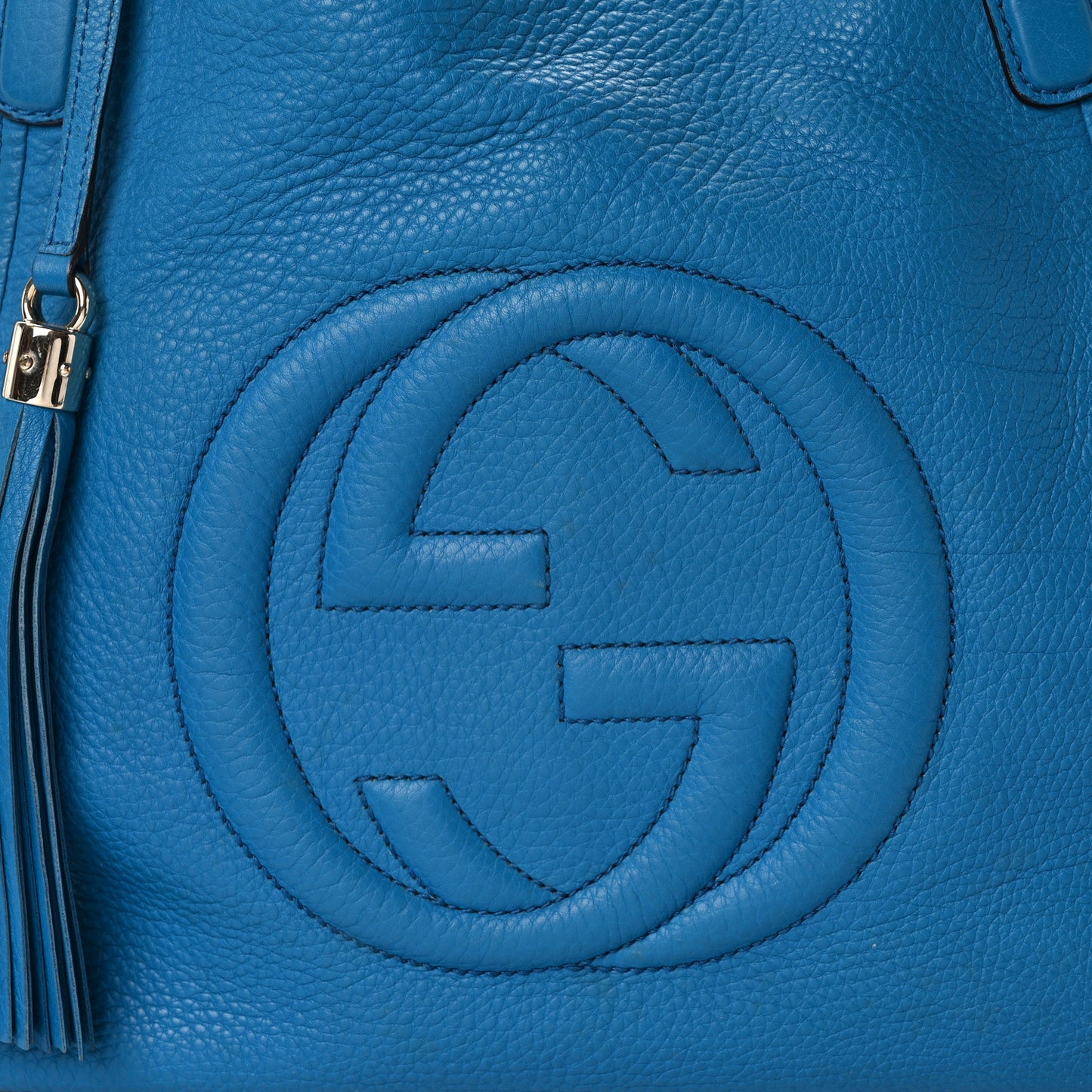 Pebbled Calfskin Medium Soho Shoulder Bag Riviera Blue