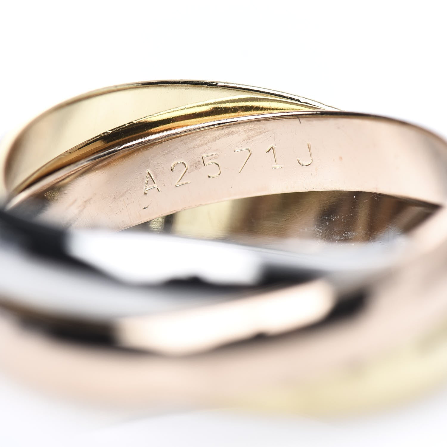 Cartier 18K Pink Yellow White Gold Classic Les Must De Trinity Ring 54 6.75 4 of 5