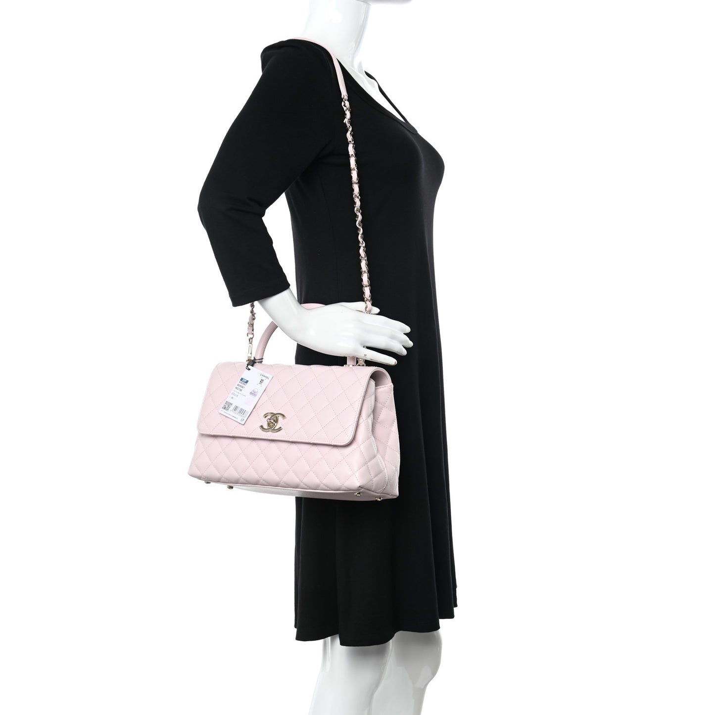 Caviar Quilted Small Coco Handle Flap Light Pink
