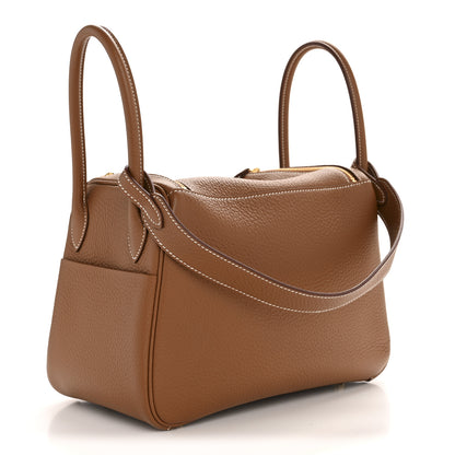 Hermes Taurillon Clemence Lindy 26 Gold 3 of 12