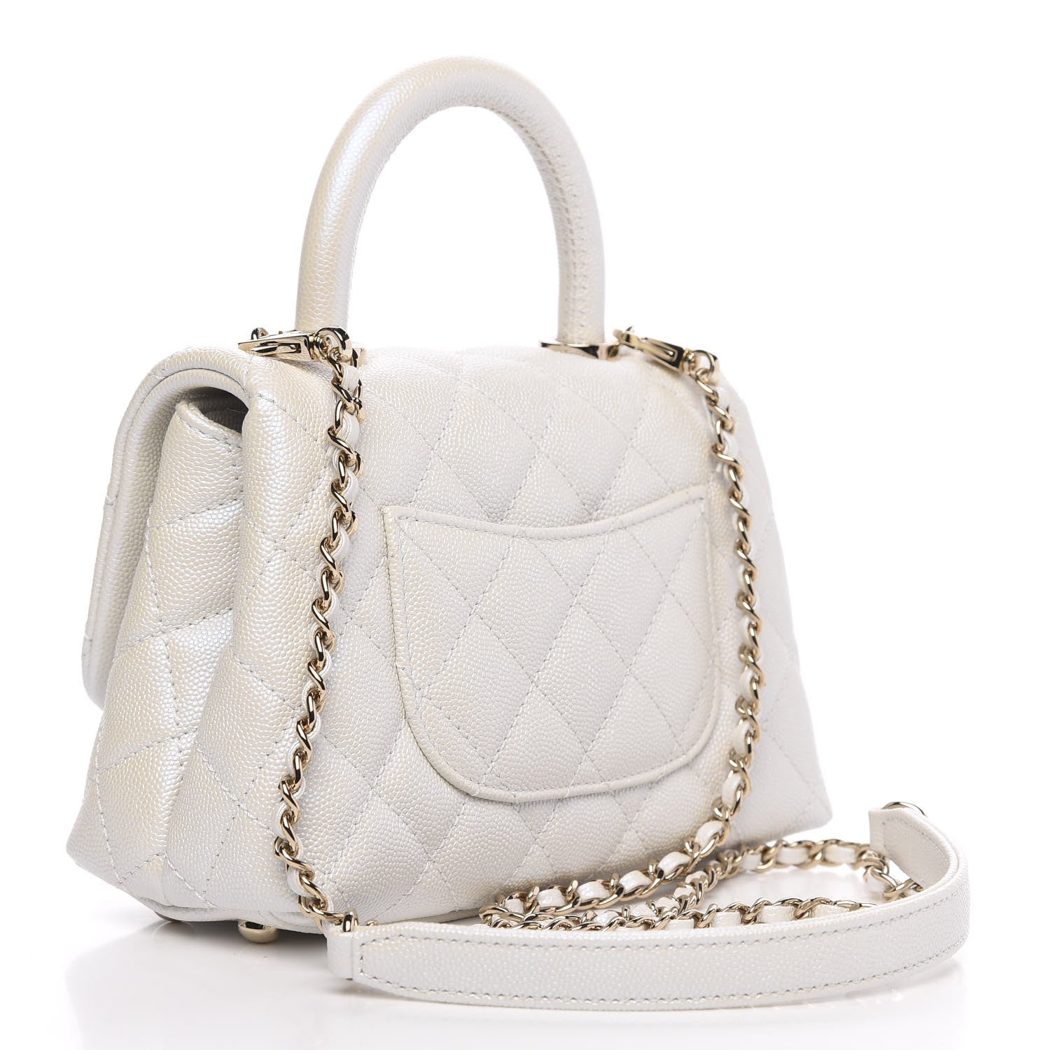 Chanel Iridescent Caviar Quilted Extra Mini Coco Handle Flap White 3 of 11