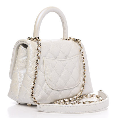 Chanel Iridescent Caviar Quilted Extra Mini Coco Handle Flap White 3 of 11