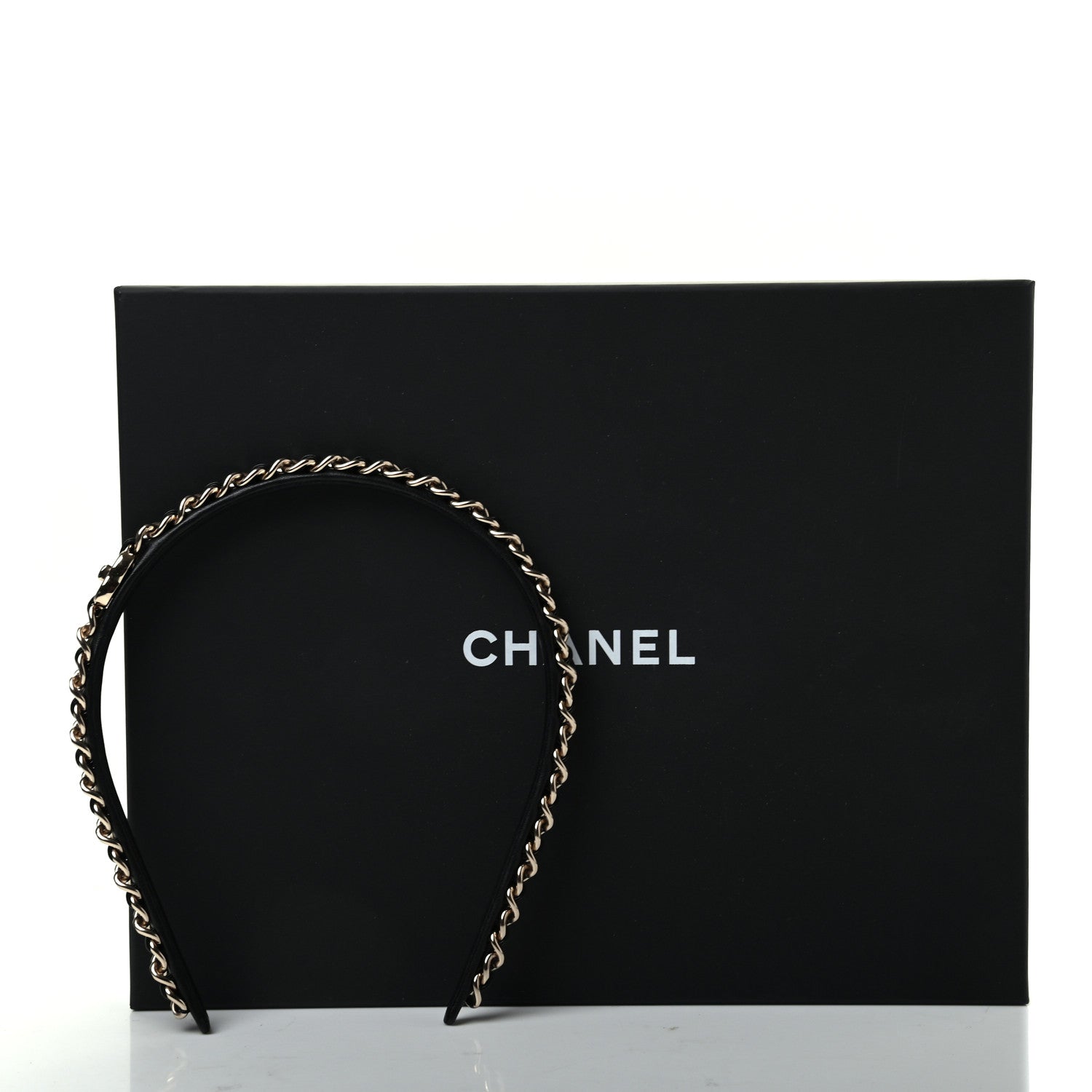 Chanel Metal Lambskin CC Turnlock Chain Headband Gold Black 5 of 5