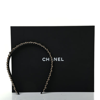 Chanel Metal Lambskin CC Turnlock Chain Headband Gold Black 5 of 5